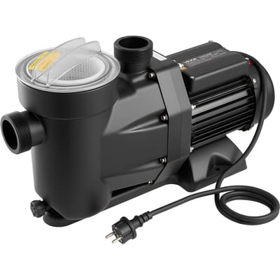 Zwembadpomp, 1300W, Max. Debiet 28.800 L/U, Enkele Snelheid Zwembadpomp, AC 220-240V, 2850 RPM, Max. Opvoerhoogte 17 m, met 24-Uurs Timer & Filtermand, voor