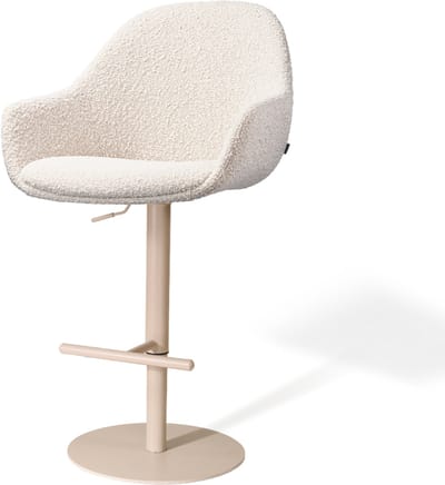 Nolon Niva-Mae Draaibare Tulp Barkruk Bouclé Beige - Verstelbaar - Beige Onderstel - Stoffen - Comfortabel - Scandinavisch