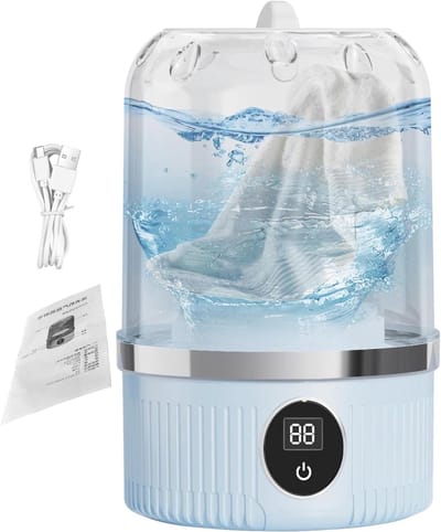 Mini-wasapparaat - Reis wasmachine - Kleine wasjes - Ultrasone reiniging - 21 x 13 x 21 cm - Wit