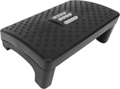 Ergonomische Voetsteun - Ondersteuning Bureau - Comfortabel Zitten - Met Massagerollen - 40 x 26.5 cm - Zwart