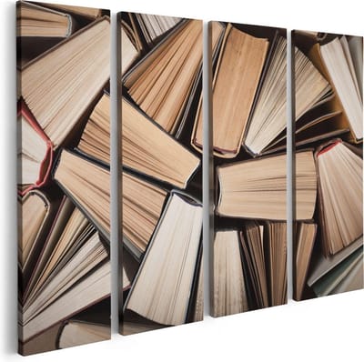 Artaza Canvas Schilderij Vierluik Boeken Bladzijdes bij elkaar - 80x60 - Foto Op Canvas - Canvas Print