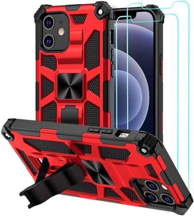 Hoesje Geschikt voor iPhone 12 / 12 Pro – Anti-Scratch Shockproof Rood - 2 Pack Screenprotector