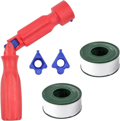 WC-brilsleutel - Sanitair gereedschap - Toilet reparatie - Universele interface - Met 2 rollen tape - Rood