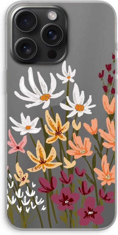 Case Company® - Hoesje geschikt voor iPhone 15 Pro Max hoesje - Painted wildflowers - Soft Cover Telefoonhoesje - Bescherming aan alle Kanten en Schermrand
