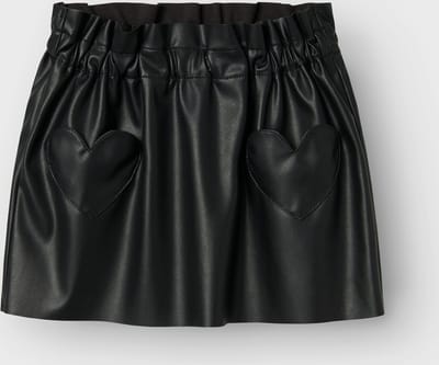 Name It mini meisjes rok PU SIANINA Black Leatherlook 98