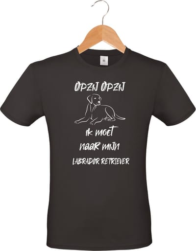 mijncadeautje - T-shirt unisex - zwart - Opzij Opzij ik moet naar mijn : Labrador Retriever - maat S
