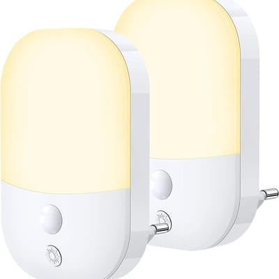 TOVBMUP Nachtlampje met bewegingssensor - 2-pack - LED-nachtlampje - 5 helderheidsniveaus en 3 standen - 2800K - Warm wit licht - Ideaal geschikt voor slaapkamers, gangen, trappen en keukens