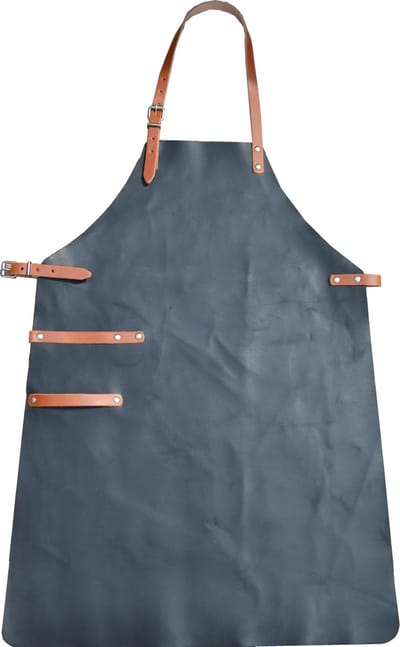Scotts Bluf Lederen schort Zwart - Barbequeschort - Barbeque