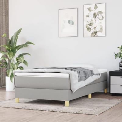 Bedframe met veren - Eenpersoons bed - Goede nachtrust - Ademende stof - 80x200 cm - Lichtgrijs