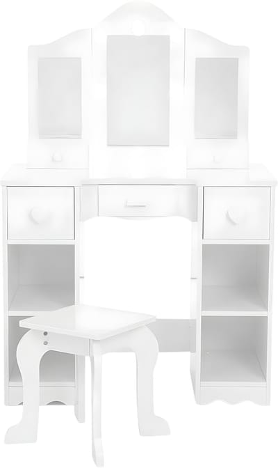 Kinderkaptafel met Spiegel & Stoel - Make-up Speelset voor Peuters - Wit