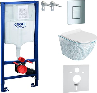 Inbouwreservoir Complete Toiletset Grohe Solido 39069000 - Inbouw WC Hangtoilet Wandcloset Sofi Slim Kresz - Bedieningsplaat EVEN 4in1 Chroom - Voorwandelement - Installatiesysteem