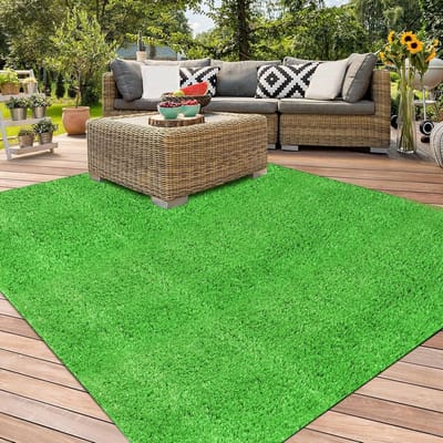 Kunstgras Tapijt - Grasmat Vloer - Buitenruimte Aankleden - Waterdicht Weerbestendig - 4FT X 4FT - Groen