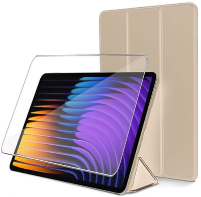 ChiGuard Hoesje & Screenprotector geschikt voor Xiaomi Mi Pad 7 / Mi Pad 7 Pro Hoesje – Gehard Glas - Shock Proof Hoesje – Smart Cover - Goud