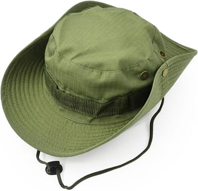 Unisex outdoor bucket hat/zonbeschermende hoed - één maat (geschikt voor hoofdomtrek 58-60 cm) - wandelen vissen jungle ronde rand casual bucket hat - lichtgroen