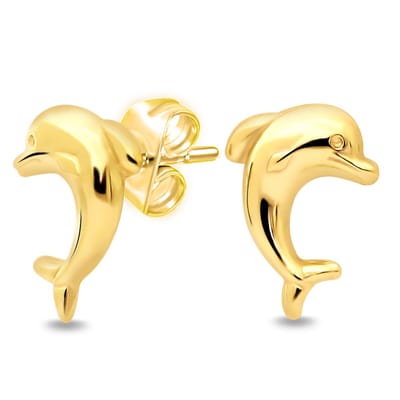 Juwelier Zwartevalk 14 karaat gouden dolfijn oorbellen - 12.040