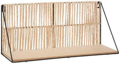 Atmosphera Wandplankje Tatra - zwart/beige - metaal/hout/papier - 48 x 12 x 20 cm - muur planken