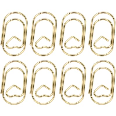 100 stuks Paperclips Draagbaar Hartvorm Roestvrij Elektroplated Metaal Paperclips Kantoorbenodigdheden Goud goud