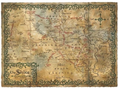 The Hobbit Art Print Map of the Shire 74 x 54 cm
