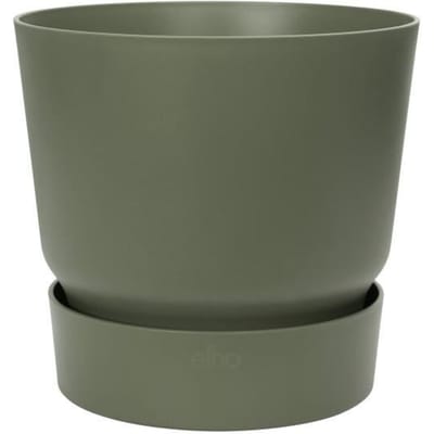 Elho Greenville Rond 25 - Bloempot voor Buiten met Waterreservoir - 100% Gerecycled Plastic - Ø 24.5 x H 23.3 cm - Blad groen