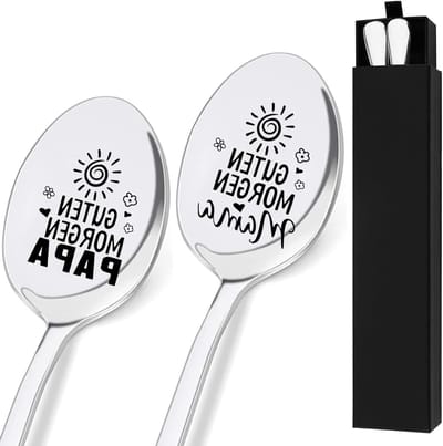 Set van 2 Gegraveerde Koffielepels voor Ouders - Perfect Cadeau voor Verjaardag, Kerst en Feestdagen