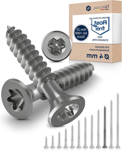 Houtschroeven Roestvrij Staal - V2A Schroeven - Houtbouw Buiten - ETA Goedgekeurd - 800 Stuks 4x60mm - Zilverkleurig