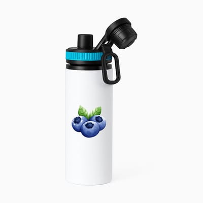 Hacebo® - Blauwe bessen waterfles met draaidop blauw - Fruitschaal - Fruit liefhebbers - Bosbes - blaadjesfruit - gezond eten - water fles - 850ML