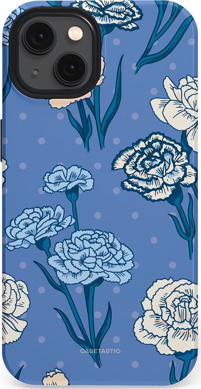 Casetastic hoesje geschikt voor Apple iPhone 13 - MagSafe - Dubbellaagse bescherming - Anjer melange - Fashion Case - Lavendel Petrol Zilver