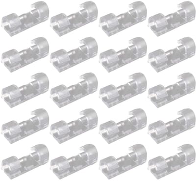 Allecto - Kabelclips - Kabelbeheer - Transparant - Bureau - Thuis - Kantoor - Zelfklevend - Draadhouder - Kunststof - Set van 20