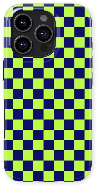 Design Hoesje geschikt voor iPhone 16 Pro | Geschikt Voor Mag | Tiny Squares Checkered Print | Backcover geschikt voor iPhone 16 Pro Acid Grid