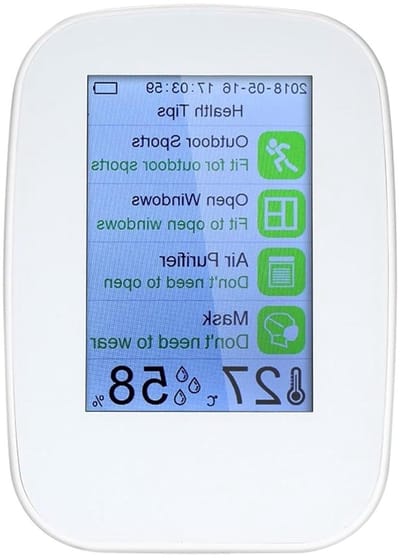 Luchtkwaliteitsmonitor - Luchtkwaliteitmeter Detector - Binnen Luchtkwaliteit Meten - Hoge Precisie Sensor - 84 x 60 x 118 mm - Wit