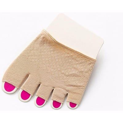 Zomer Half Palm Five Fingers Sokken Dames Onzichtbare Dunne Hoge Hak Voorvoet Open Teen Sokken Voor Vrouwen beige