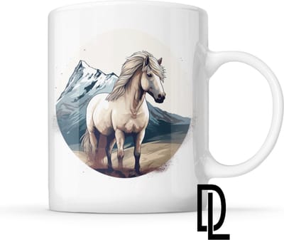 Mok met ijslandse paard