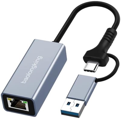USB-C naar Ethernet Adapter - 1000Mbps Bedrade Netwerk voor Windows, Mac, Linux, Vista, 7, 8, 10, 11