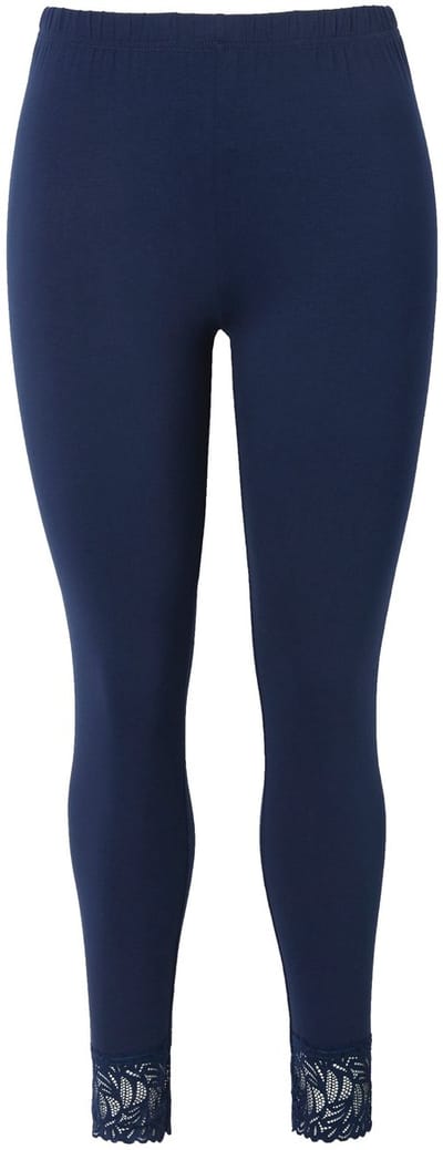 Ulla Popken - Dames - Legging kanten zoom - Nachtblauw - Maat 42+