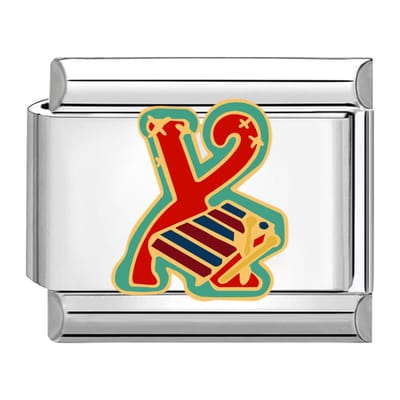 Quiges - Schakel - Bedel - 9mm - charms - Kleurrijk - alfabet X - Geschikt voor - armband - Schakelarmband - italy bedels armband