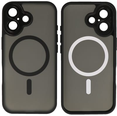 MagSafe Hoesje Geschikt voor iPhone 17 - Mat-Transparent met Camera Beschermer Case - Zwart