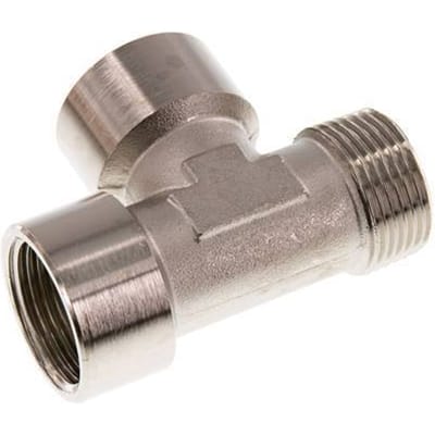R 1'' x G 1'' M/F Vernikkeld Messing T-stuk 16 Bar - FL3T-MF-BN-100RG