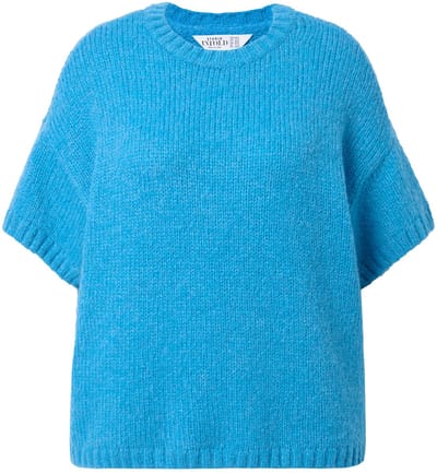 Studio Untold - Dames - Trui oversized model fancybreisel korte mouw - Turquoise blauw - Maat 42+
