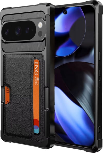 Geschikt voor Google Pixel 9 / 9 Pro Hoesje - Pasjes houder Hoesje – Heavy Duty Case - Magnetisch Portemonnee Cover - Zwart