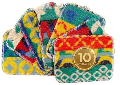 Euroscrubby Klein Schuursponsje 17 x 13 cm - 10 Stuks - Krasvrij & Herbruikbaar - Katoenvezels
