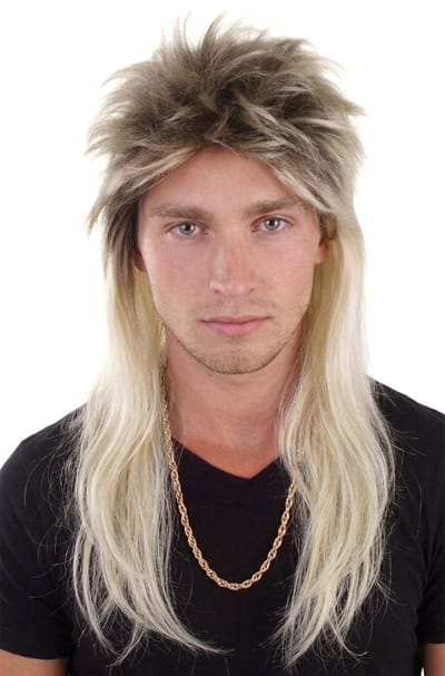 KIMU® Rocker Pruik Blond Matje Mullet Metal Glamrock Eighties 80's Hairmetal Festival
