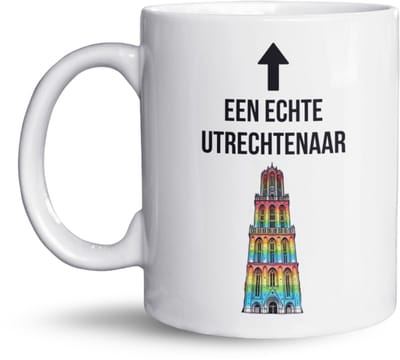 NietMokken.nl – Een Echte Utrechtenaar Mok – Domtoren Regenboog Mok – Utrecht Mok – LGBTQ+ Mok – Grappige Mok – Cadeau voor Homoseksuele Utrechters