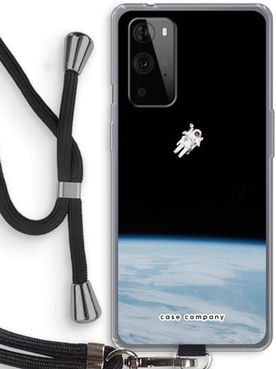 Case Company® - Hoesje met koord geschikt voor OnePlus 9 Pro hoesje met Koord - Alone in Space - Telefoonhoesje met Zwart Koord - Bescherming aan alle Kanten en Over de Schermrand