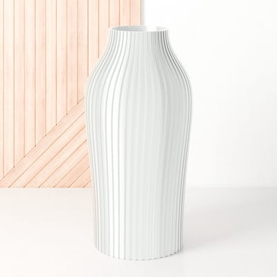 Fleuriek - Vaas Glanzend Wit - H30 cm - Vaas voor zijdenboeket of droogbloemen - Cadeau voor haar - Duurzame tafeldecoratie van gerecycled plastic - Strakke moderne vaas