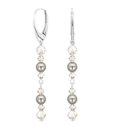 ARLIZI 2360 Oorbellen parel Swarovski kristal grijs - sterling zilver - 6,5 cm