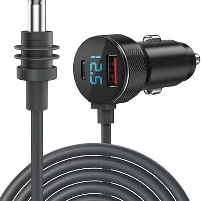 Voor Starlink Oplader USB Type C Sigarettenaansteker Auto Oplader 12V-24V Voertuigen 2M Digitale Voltmeter Waterdichte Verlengsnoer zwart