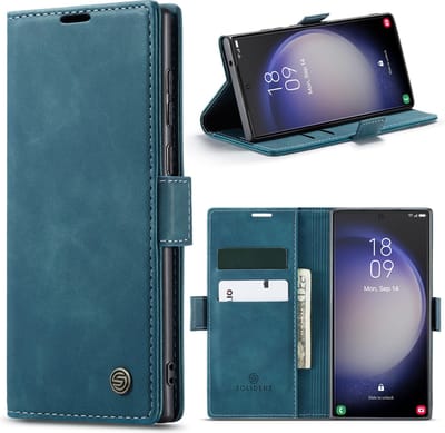 Solidenz Hoesje - Geschikt voor Samsung Galaxy S23 Ultra - Urban Book - Blauw