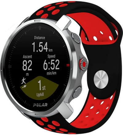 Strap-it Siliconen sport bandje - geschikt voor Polar Grit X / Grit X Pro / Vantage M / M2 / M3 / V3 - zwart/rood