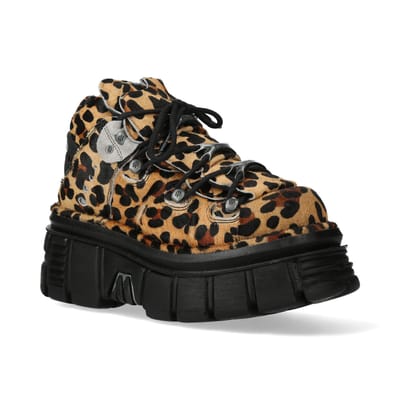 New Rock M-106-C192 Leopard Bruine Leren Gothic Enkellaarsjes