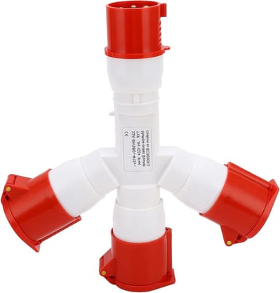Industriële 4-Pins Stekker met 2P N E Aansluitingen, 1 in 3 uit, 32A 380-415V, Multi-Sockets Elektrische Connector voor Professioneel Gebruik